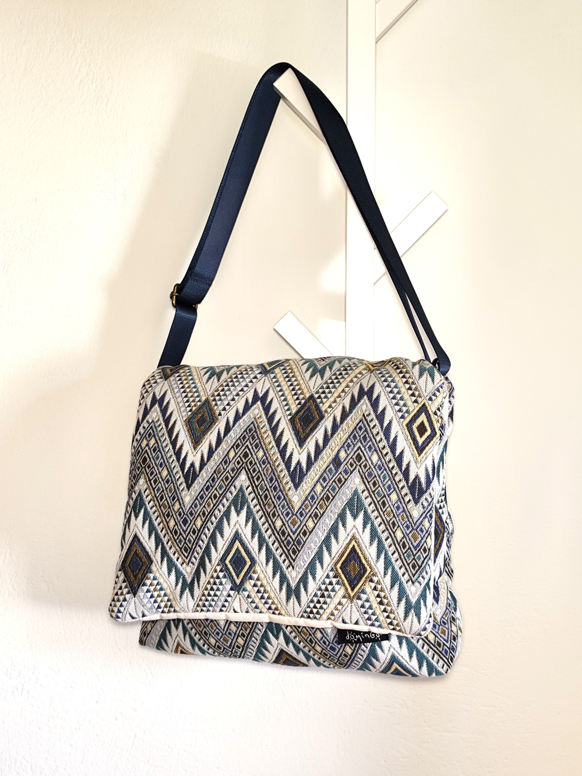 Crossbody Bag – Blue & Gold Ethnic Large